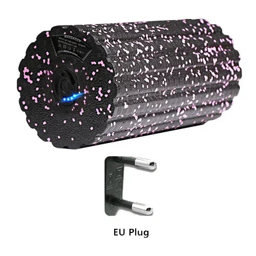 Motyx black and pink electric foam roller with EU plug adapter