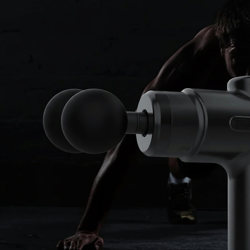 Deep tissue massage gun with dual heads, 5mm stroke, Motyx muscle relaxation device